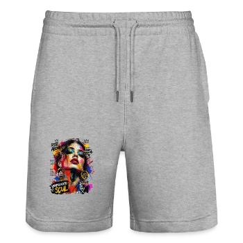 Abstract Art Woman - Stanley/Stella Trainer Unisex Organic Jogging Shorts - heather grey - Front - Nik (191cm) & Marisol (170cm)