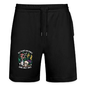 Alle Pflanzen essbar – manche nur einmal - Stanley/Stella Unisex Bio Joggingshorts Trainer  - Schwarz - Vorne - Nik (191cm) & Marisol (170cm)