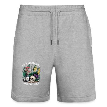 All plants edible – some only once - Stanley/Stella Trainer Unisex Organic Jogging Shorts - heather grey - Front - Nik (191cm) & Marisol (170cm)