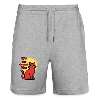 The cat that enjoys the summer - Stanley/Stella Trainer Unisex Organic Jogging Shorts - heather grey - Front - Nik (191cm) & Marisol (170cm)