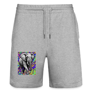Elefant - Stanley/Stella Unisex Bio Joggingshorts Trainer  - Grau meliert - Vorne - Nik (191cm) & Marisol (170cm)