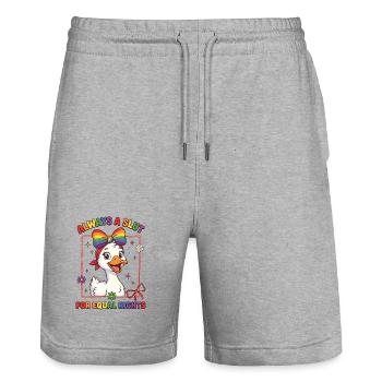 Mois de la fierté LGBTQ - Toujours un pour l’égalité des droits - Short de jogging bio TRAINER Stanley/Stella unisexe - gris chiné - Devant - Nik (191cm) & Marisol (170cm)