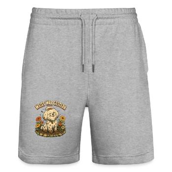 Weiss war gestern Shih Tzu - Stanley/Stella Unisex Bio Joggingshorts Trainer  - Grau meliert - Vorne - Nik (191cm) & Marisol (170cm)