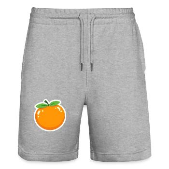 Orange cartoon vif - Short de jogging bio TRAINER Stanley/Stella unisexe - gris chiné - Devant - Nik (191cm) & Marisol (170cm)