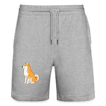 Fröhliche Shiba-Inu-Illustration - Stanley/Stella Unisex Bio Joggingshorts Trainer  - Grau meliert - Vorne - Nik (191cm) & Marisol (170cm)