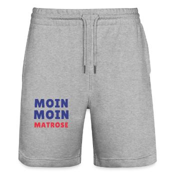 Moin Moin Matrose Typo Design - Stanley/Stella Unisex Bio Joggingshorts Trainer  - Grau meliert - Vorne - Nik (191cm) & Marisol (170cm)