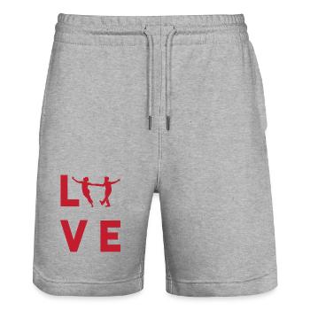 Swing Swing Music - Stanley/Stella Trainer Unisex Organic Jogging Shorts - heather grey - Front - Nik (191cm) & Marisol (170cm)