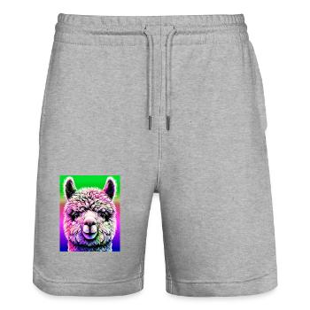 Alpaka - Stanley/Stella Unisex Bio Joggingshorts Trainer  - Grau meliert - Vorne - Nik (191cm) & Marisol (170cm)