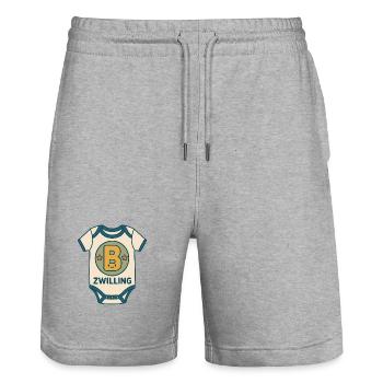 Zwilling Babybody Buchstabe B - Stanley/Stella Unisex Bio Joggingshorts Trainer  - Grau meliert - Vorne - Nik (191cm) & Marisol (170cm)