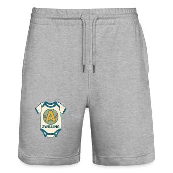 Zwilling Buchstabe A Babybody - Stanley/Stella Unisex Bio Joggingshorts Trainer  - Grau meliert - Vorne - Nik (191cm) & Marisol (170cm)