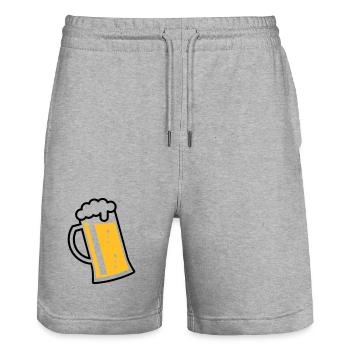 Maßkrug (Bier / Bierseidel / Bierglas / R /\/ 2C)  - Stanley/Stella Unisex Bio Joggingshorts Trainer  - Grau meliert - Vorne - Nik (191cm) & Marisol (170cm)