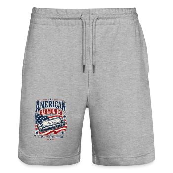 Instrument: Harmonica, Country Music, Harmonica - Stanley/Stella Trainer Unisex Organic Jogging Shorts - heather grey - Front - Nik (191cm) & Marisol (170cm)