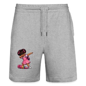 Dabbing ABC-Schützin Afro - Stanley/Stella Unisex Bio Joggingshorts Trainer  - Grau meliert - Vorne - Nik (191cm) & Marisol (170cm)