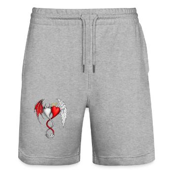 Ailes de cœur de la dualité, anges, démons, amour - Short de jogging bio TRAINER Stanley/Stella unisexe - gris chiné - Devant - Nik (191cm) & Marisol (170cm)