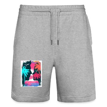 Neon Tropics Silhouette Romance - Stanley/Stella Unisex Bio Joggingshorts Trainer  - Grau meliert - Vorne - Nik (191cm) & Marisol (170cm)
