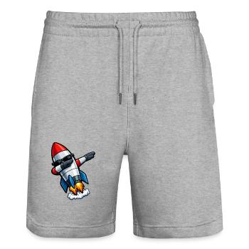 Dabbing Rakete - Stanley/Stella Unisex Bio Joggingshorts Trainer  - Grau meliert - Vorne - Nik (191cm) & Marisol (170cm)