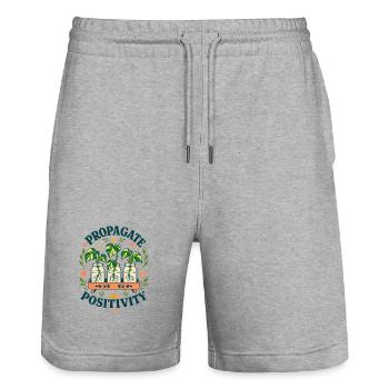 Propagate Positivity – Pothos Ableger - Stanley/Stella Unisex Bio Joggingshorts Trainer  - Grau meliert - Vorne - Nik (191cm) & Marisol (170cm)