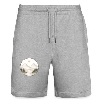 Gebirgslandschaft - Stanley/Stella Unisex Bio Joggingshorts Trainer  - Grau meliert - Vorne - Nik (191cm) & Marisol (170cm)