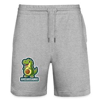 Niedlicher Avocadosaurus Dinosaurier T-Rex - Stanley/Stella Unisex Bio Joggingshorts Trainer  - Grau meliert - Vorne - Nik (191cm) & Marisol (170cm)