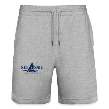 Segel setzen Lass den Rest zurück - Stanley/Stella Unisex Bio Joggingshorts Trainer  - Grau meliert - Vorne - Nik (191cm) & Marisol (170cm)