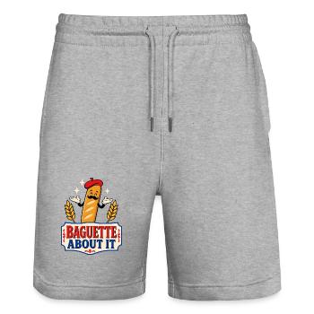 Baguette About It – French Humor - Stanley/Stella Trainer Unisex Organic Jogging Shorts - heather grey - Front - Nik (191cm) & Marisol (170cm)