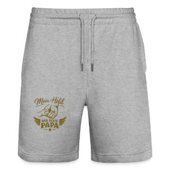 Mein Held: Der Beste Papa - Stanley/Stella Unisex Bio Joggingshorts Trainer  - Grau meliert - Vorne - Nik (191cm) & Marisol (170cm)
