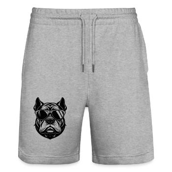 Bulldog with sunglasses - Stanley/Stella Trainer Unisex Organic Jogging Shorts - heather grey - Front - Nik (191cm) & Marisol (170cm)