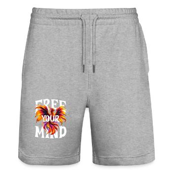 Phoenix Free Your Mind - Stanley/Stella Trainer Unisex Organic Jogging Shorts - heather grey - Front - Nik (191cm) & Marisol (170cm)