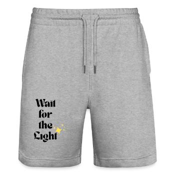 Attendez la lumière Typographie rétro scintille - Short de jogging bio TRAINER Stanley/Stella unisexe - gris chiné - Devant - Nik (191cm) & Marisol (170cm)