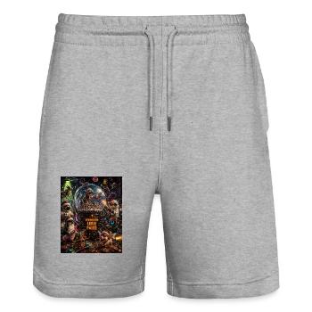 Weihnachtslogik Pause Verrücktes Chaos Humor Pur - Stanley/Stella Unisex Bio Joggingshorts Trainer  - Grau meliert - Vorne - Nik (191cm) & Marisol (170cm)