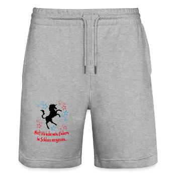 Einhorn im Schloss vergessen Unicorn Sprüche - Stanley/Stella Unisex Bio Joggingshorts Trainer  - Grau meliert - Vorne - Nik (191cm) & Marisol (170cm)