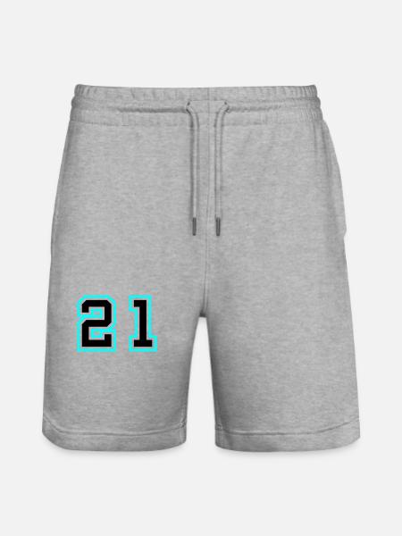 21 Number symbol - Stanley/Stella Trainer Unisex Organic Jogging Shorts - heather grey