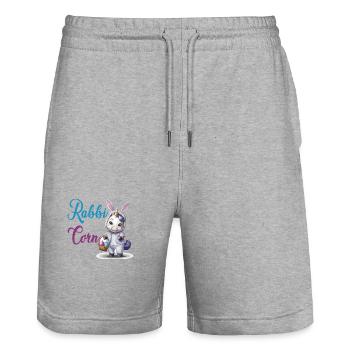 Niedliches Rabbicorn Einhorn Ostern für Kinder - Stanley/Stella Unisex Bio Joggingshorts Trainer  - Grau meliert - Vorne - Nik (191cm) & Marisol (170cm)