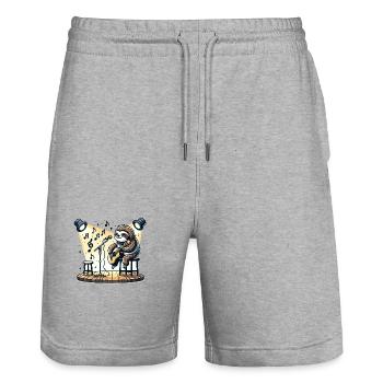 Faultier Musik Gitarre Singen für einen - Stanley/Stella Unisex Bio Joggingshorts Trainer  - Grau meliert - Vorne - Nik (191cm) & Marisol (170cm)