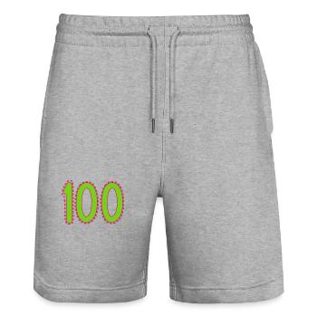 100. 100 YEARS. 100th ANNIVERSARY. BIRTHDAY 100 - Stanley/Stella Trainer Unisex Organic Jogging Shorts - heather grey - Front - Nik (191cm) & Marisol (170cm)