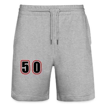 50 Nombre Collège - Short de jogging bio TRAINER Stanley/Stella unisexe - gris chiné - Devant - Nik (191cm) & Marisol (170cm)