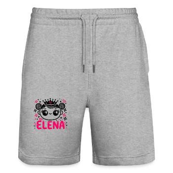 Elena Name Vorname Prinzessinname - Stanley/Stella Unisex Bio Joggingshorts Trainer  - Grau meliert - Vorne - Nik (191cm) & Marisol (170cm)