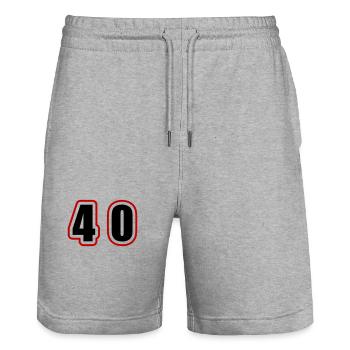 40 Number College - Stanley/Stella Trainer Unisex Organic Jogging Shorts - heather grey - Front - Nik (191cm) & Marisol (170cm)