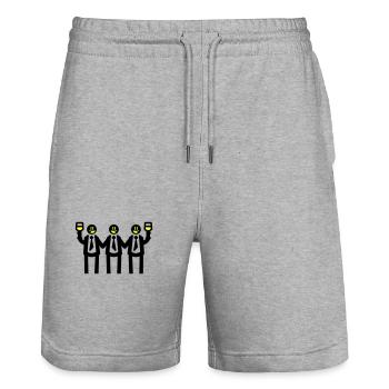 Bachelor Groom Team Bachelors - Stanley/Stella Trainer Unisex Organic Jogging Shorts - heather grey - Front - Nik (191cm) & Marisol (170cm)