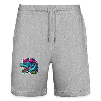Lebendiges Krokodil mit Sonnenbrille Sommerspaß - Stanley/Stella Unisex Bio Joggingshorts Trainer  - Grau meliert - Vorne - Nik (191cm) & Marisol (170cm)
