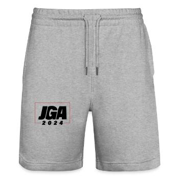 Jga 2024 Bachelor Party Party Team - Stanley/Stella Trainer Unisex Organic Jogging Shorts - heather grey - Front - Nik (191cm) & Marisol (170cm)