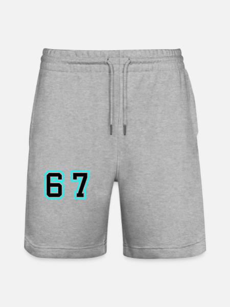 67 Number Symbol - Stanley/Stella Trainer Unisex Organic Jogging Shorts - heather grey