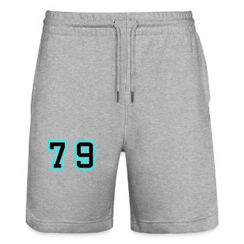 79 Zahl Symbol - Stanley/Stella Unisex Bio Joggingshorts Trainer  - Grau meliert - Vorne - Nik (191cm) & Marisol (170cm)