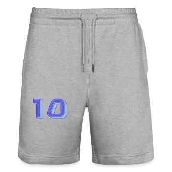 10. 10 YEARS. 10th ANNIVERSARY. 10 YEAR ANNIVERSARY. - Stanley/Stella Trainer Unisex Organic Jogging Shorts - heather grey - Front - Nik (191cm) & Marisol (170cm)