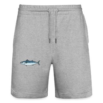 Mackerel Fish Fishing - Stanley/Stella Trainer Unisex Organic Jogging Shorts - heather grey - Front - Nik (191cm) & Marisol (170cm)