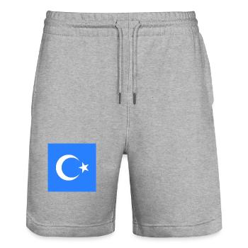 Ouïghours - Short de jogging bio TRAINER Stanley/Stella unisexe - gris chiné - Devant - Nik (191cm) & Marisol (170cm)