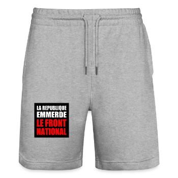 la republique emmerde le front national - Short de jogging bio TRAINER Stanley/Stella unisexe - gris chiné - Devant - Nik (191cm) & Marisol (170cm)