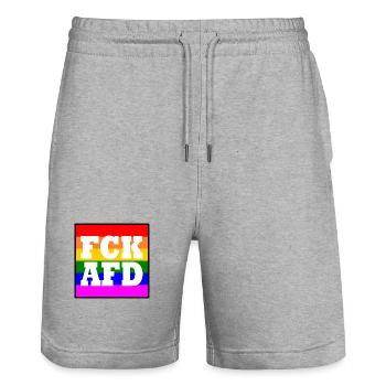 Fck afd - Stanley/Stella Unisex Bio Joggingshorts Trainer  - Grau meliert - Vorne - Nik (191cm) & Marisol (170cm)