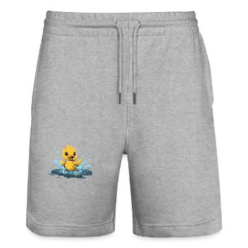 Niedliche Ente Baden Plantschen für Kinder - Stanley/Stella Unisex Bio Joggingshorts Trainer  - Grau meliert - Vorne - Nik (191cm) & Marisol (170cm)