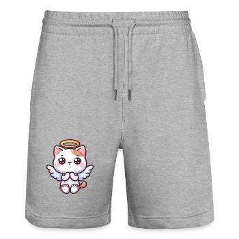 Angel Cat Anime Angel Kitten - Stanley/Stella Trainer Unisex Organic Jogging Shorts - heather grey - Front - Nik (191cm) & Marisol (170cm)